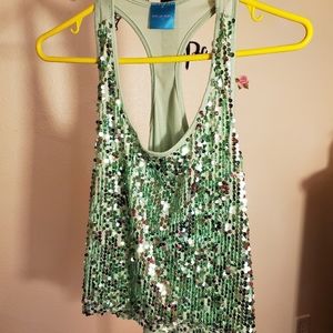 B2G1 FREE, Green sequin top